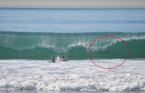mujer-fotografia-hijos-haciendo-surf-tiburon-detras